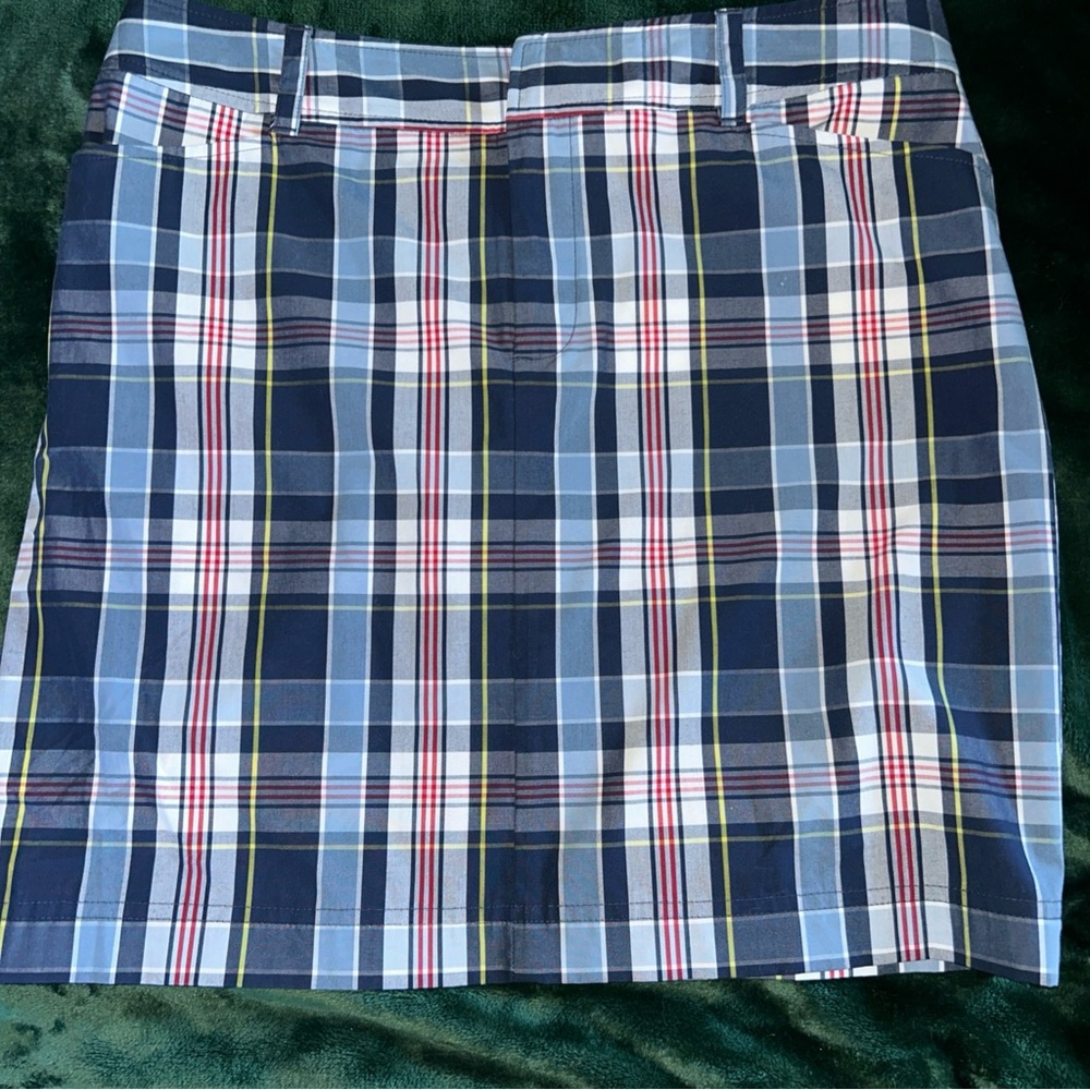 Chaps Classic Navy Plaid Women's Short Skirt Sz 8